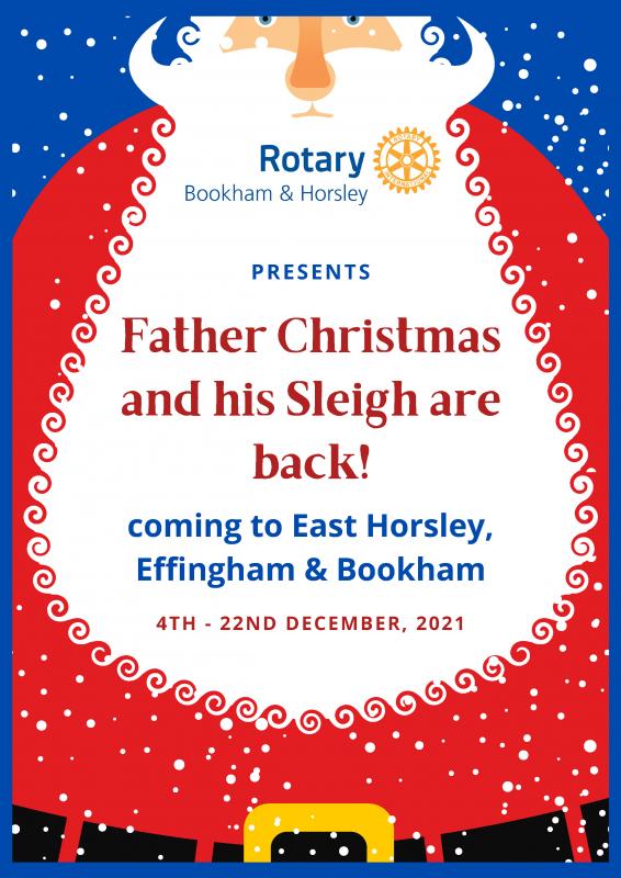 Santa and his Sleigh will be visiting Bookham on Sunday 19th December